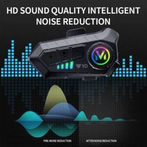 Motorcycle Helmet Speakers - Super Long Battery Life, Motorbike Headset Single Use Headset with Soft/Hard Mic,IPX6 Automatic Answer/Music Control/Intelligent Noise/Wake up Siri